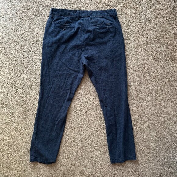 Old Navy Pants Mens 34x28 Mid Rise Linen Blend Slim Chino Navy Blue Preppy - Picture 3 of 13